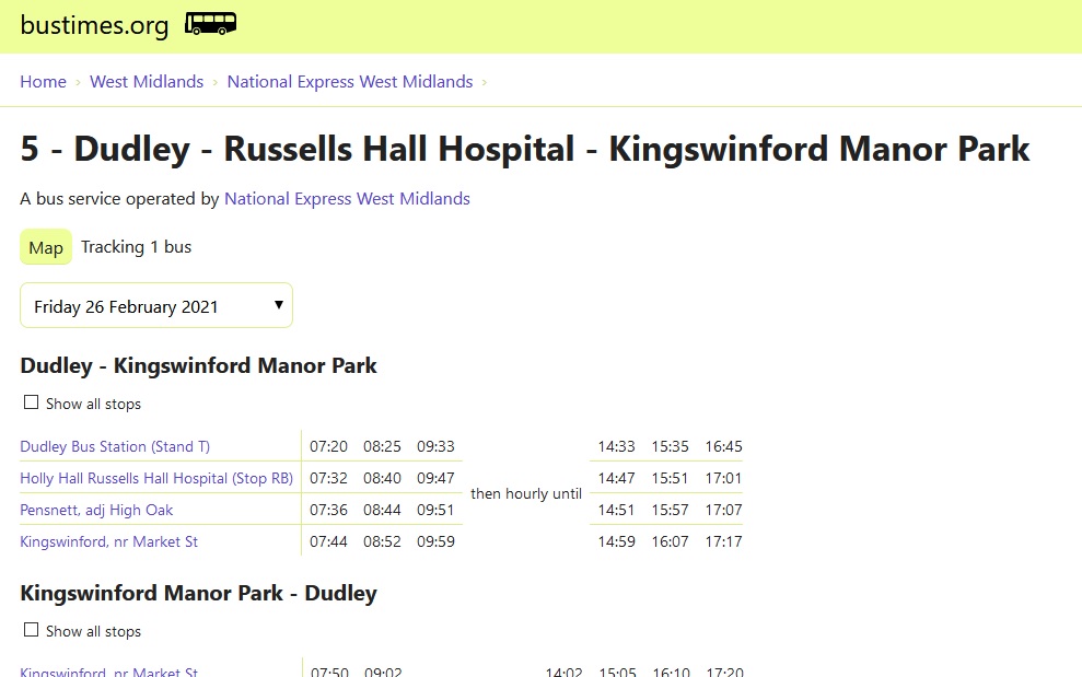 west midlands travel bus timetables